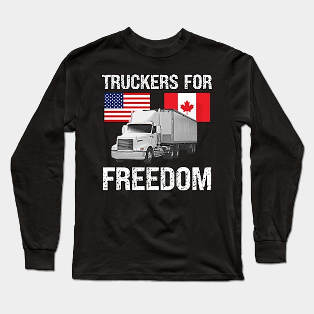 Freedom Convoy 2022 Support Our Truckers Canada USA Long Sleeve T-Shirt by BobaPenguin